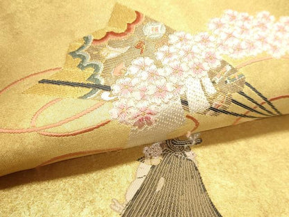 平和屋本店●加賀友禅の巨匠　初代　由水十久　西陣　長嶋成織物　ながしま帯　太鼓柄袋帯　前後　本金箔　瀞金錦　正絹　逸品　DABJ6493sf