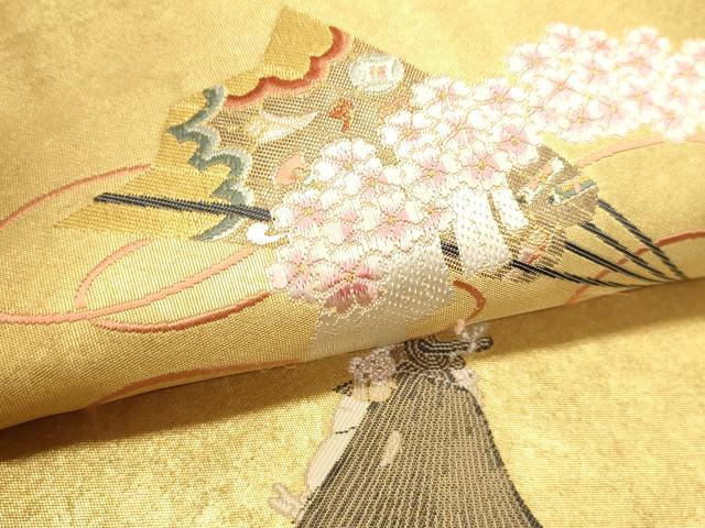 平和屋本店●加賀友禅の巨匠　初代　由水十久　西陣　長嶋成織物　ながしま帯　太鼓柄袋帯　前後　本金箔　瀞金錦　正絹　逸品　DABJ6493sf