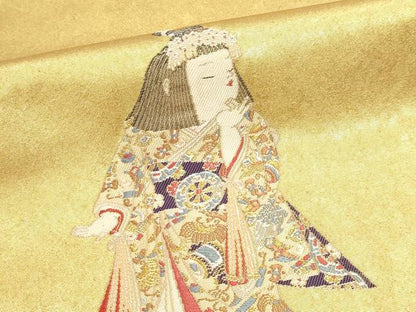 平和屋本店●加賀友禅の巨匠　初代　由水十久　西陣　長嶋成織物　ながしま帯　太鼓柄袋帯　前後　本金箔　瀞金錦　正絹　逸品　DABJ6493sf
