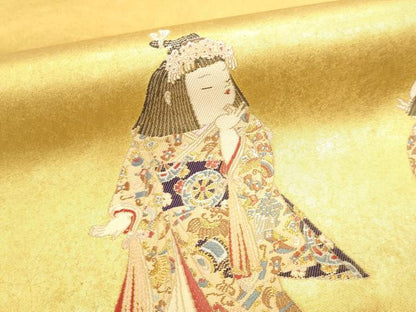 平和屋本店●加賀友禅の巨匠　初代　由水十久　西陣　長嶋成織物　ながしま帯　太鼓柄袋帯　前後　本金箔　瀞金錦　正絹　逸品　DABJ6494sf