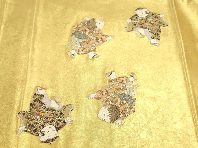 平和屋本店●二代目・由水十久　本加賀友禅　西陣　長嶋成織物　ながしま帯　太鼓柄袋帯 子とろことろ 本金箔 瀞金錦 正絹 逸品 DABJ6496sf