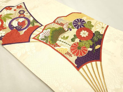 平和屋本店▼六通柄袋帯　唐織　麗姫彩映文　本金箔　正絹　逸品　DABJ6504sf
