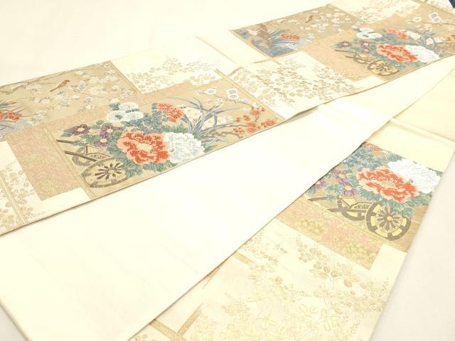平和屋本店▼六通柄袋帯　唐織　九百　琳派格天花車文　本金箔　正絹　逸品　DABJ6505sf