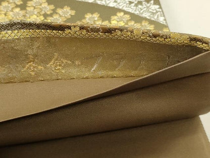 平和屋本店▼六通柄袋帯　枝花文　本金　プラチナ　正絹　逸品　DABJ6509sf
