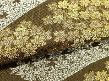 平和屋本店▼六通柄袋帯　枝花文　本金　プラチナ　正絹　逸品　DABJ6509sf