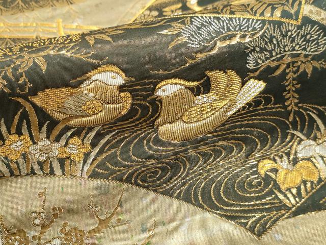 平和屋本店▼西陣　全通全景柄袋帯　彩雅錦　扇面鳳凰　本金箔　正絹　逸品　DABJ6510sf