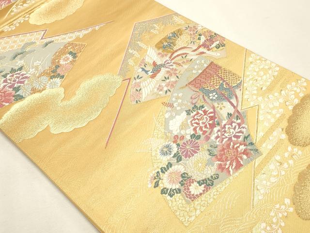 平和屋本店▼六通柄袋帯　唐織　几帳松皮文　本金二重箔　正絹　逸品　DABJ6512sf