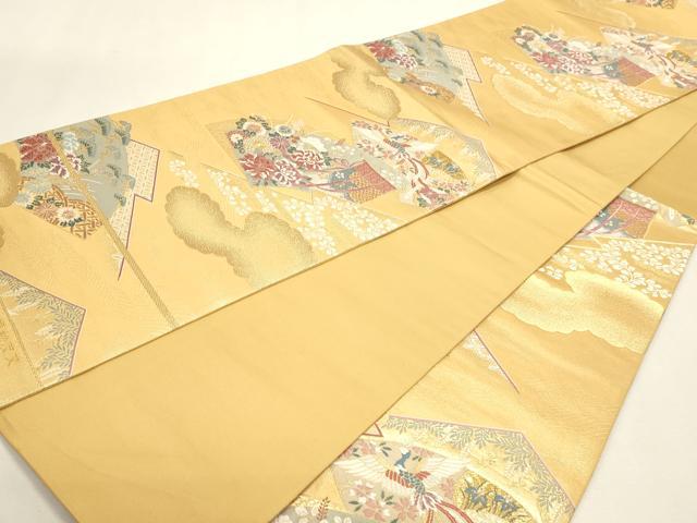 平和屋本店▼六通柄袋帯　唐織　几帳松皮文　本金二重箔　正絹　逸品　DABJ6512sf