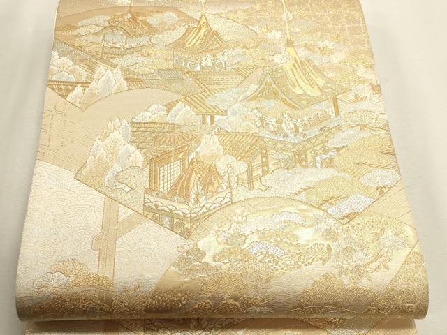 平和屋本店▼六通柄袋帯　古都刀祭礼扇面文　本金　本金箔　正絹　逸品　DABJ6517sf