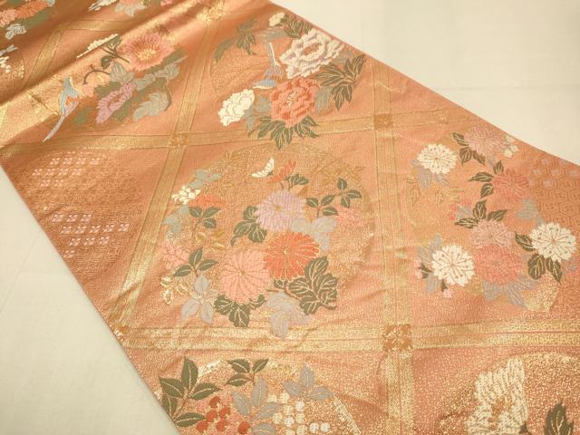 平和屋本店▼六通柄袋帯　唐錦御天井花文　本金箔　三越扱い　正絹　逸品　DABJ6524du