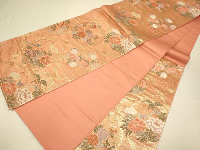 平和屋本店▼六通柄袋帯　唐錦御天井花文　本金箔　三越扱い　正絹　逸品　DABJ6524du