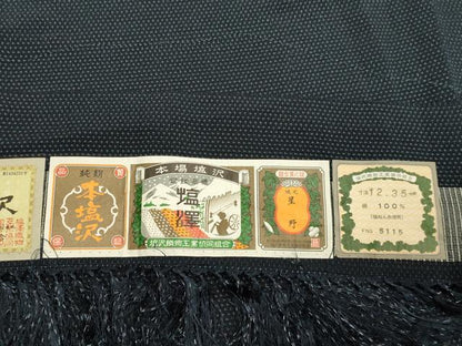 平和屋着物▽本塩沢　単衣　絣文様　証紙付き　正絹　逸品　DABJ6525du