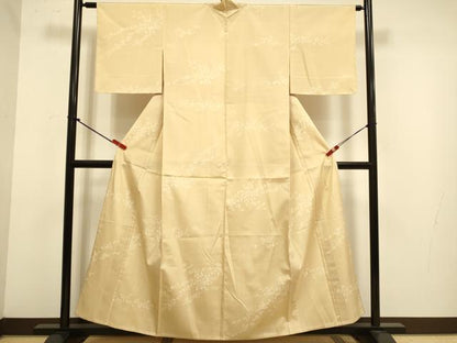 平和屋着物▽上質な紬　単衣　作家物　枝花文　正絹　逸品　未使用　DABJ6529du