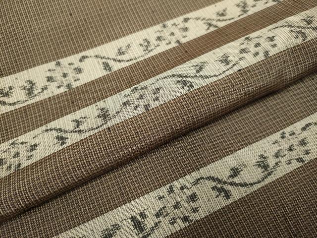 平和屋着物▽上質な紬 　単衣　 横段花文　やまと誂製　正絹　逸品　未使用　DABJ6532du
