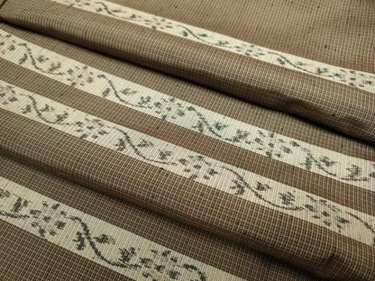 平和屋着物▽上質な紬 　単衣　 横段花文　やまと誂製　正絹　逸品　未使用　DABJ6532du