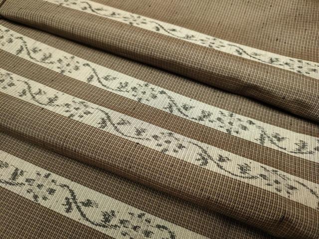 平和屋着物▽上質な紬 　単衣　 横段花文　やまと誂製　正絹　逸品　未使用　DABJ6532du