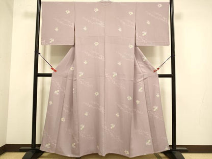 平和屋着物▽上質な小紋　単衣　青海波花文　京都きもの友禅扱い　正絹　逸品　DABJ6535du