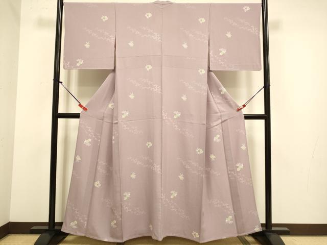 平和屋着物▽上質な小紋　単衣　青海波花文　京都きもの友禅扱い　正絹　逸品　DABJ6535du