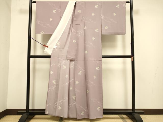 平和屋着物▽上質な小紋　単衣　青海波花文　京都きもの友禅扱い　正絹　逸品　DABJ6535du
