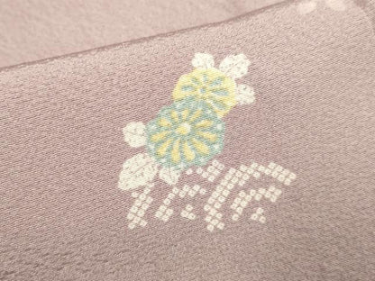 平和屋着物▽上質な小紋　単衣　青海波花文　京都きもの友禅扱い　正絹　逸品　DABJ6535du