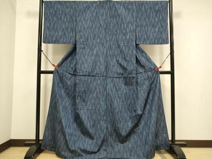 平和屋着物▽上質な紬　単衣　縞　正絹　逸品　DABJ6538du