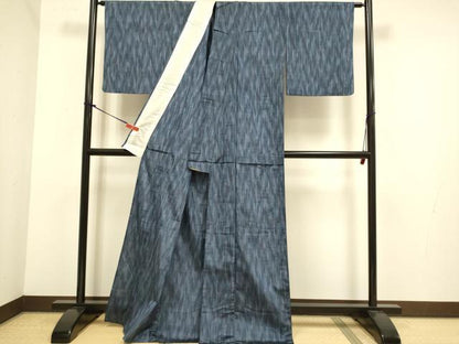 平和屋着物▽上質な紬　単衣　縞　正絹　逸品　DABJ6538du