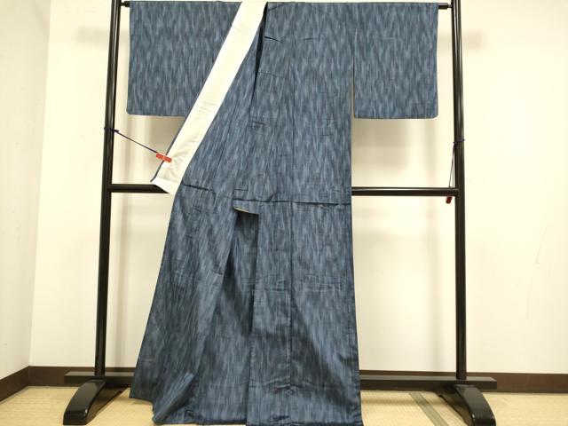 平和屋着物▽上質な紬　単衣　縞　正絹　逸品　DABJ6538du