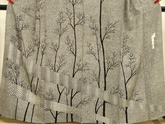 平和屋着物▽二代目 川村久太郎　訪問着　単衣　吉祥樹林文　正絹　逸品　DABJ6541du
