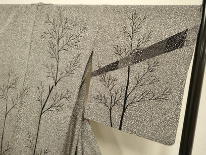 平和屋着物▽二代目 川村久太郎　訪問着　単衣　吉祥樹林文　正絹　逸品　DABJ6541du