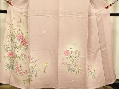 平和屋着物▽訪問着　単衣　枝花文　暈し染め　正絹　逸品　DABJ6542du