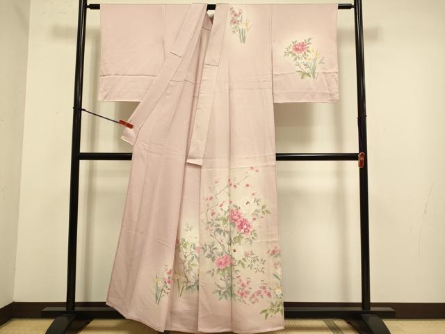 平和屋着物▽訪問着　単衣　枝花文　暈し染め　正絹　逸品　DABJ6542du
