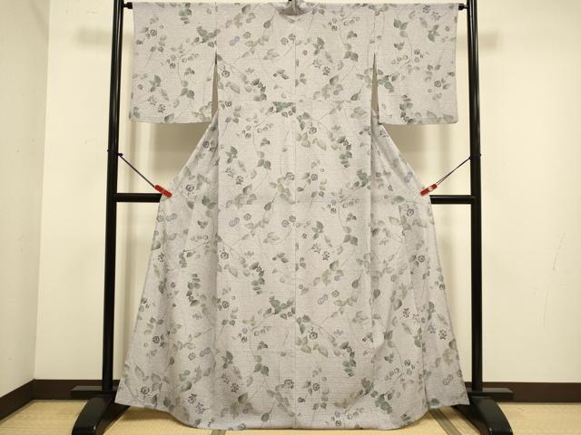 平和屋着物＊夏物　小紋　絽　枝花文　洗える着物　DABJ6543du