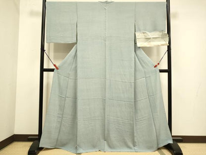 平和屋着物▽伝統工芸士　廣瀬雄望　江戸小紋　単衣　菱繋ぎ　反端付き　正絹　逸品　未使用　DABJ6544du