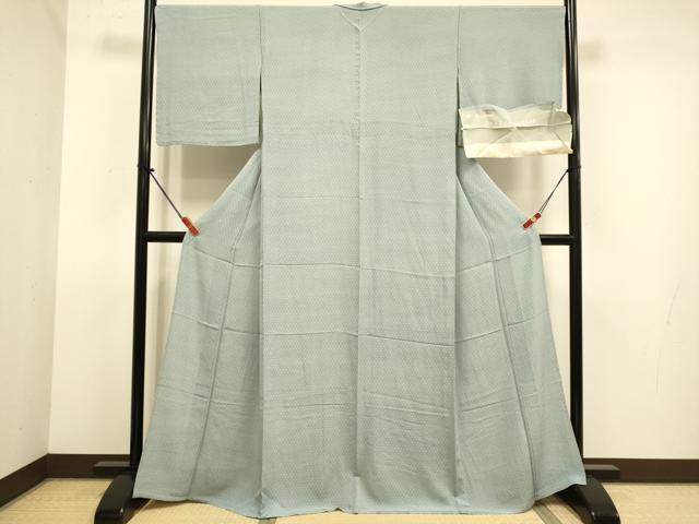 平和屋着物▽伝統工芸士　廣瀬雄望　江戸小紋　単衣　菱繋ぎ　反端付き　正絹　逸品　未使用　DABJ6544du