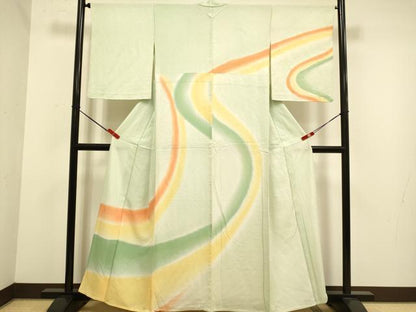 平和屋着物▽訪問着　単衣　流水文　暈し染め　正絹　逸品　DABJ6546du