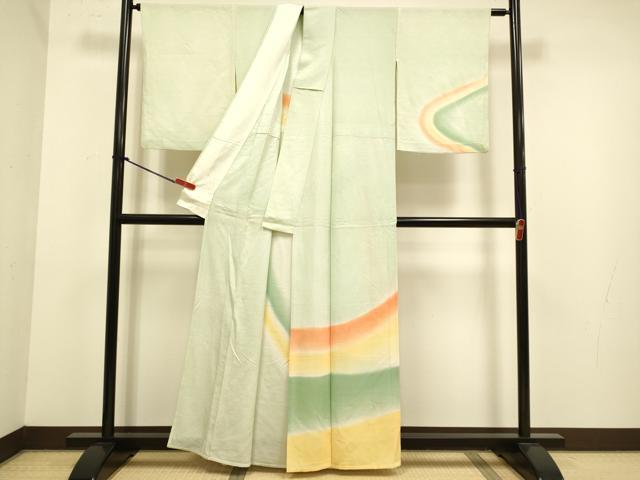 平和屋着物▽訪問着　単衣　流水文　暈し染め　正絹　逸品　DABJ6546du