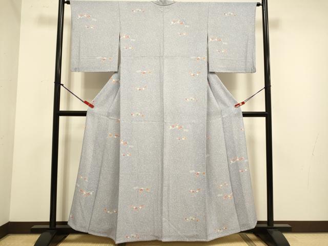 平和屋着物▽小紋　単衣　枝花文　洗える着物　DABJ6550du