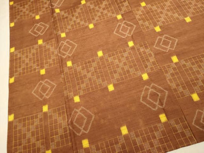 平和屋着物▽琉球紬　単衣　草木染　絣文様　大城カメ作　証紙付き　正絹　逸品　DABJ6551du