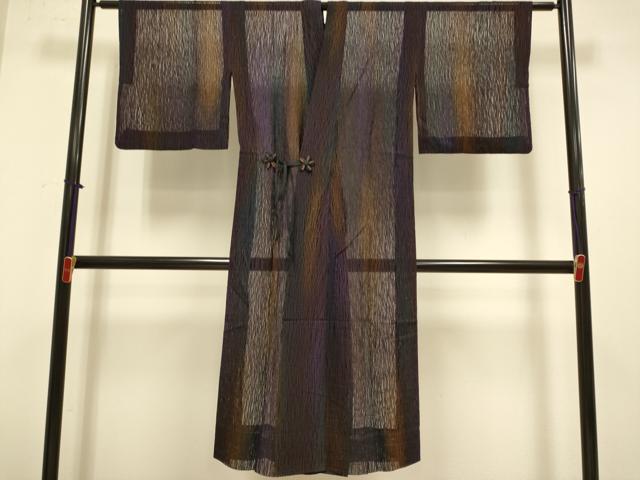 平和屋着物▽道中着　スリーシーズン　春夏秋　塵除け　霞文　ロング丈　正絹　逸品　DABJ6555du