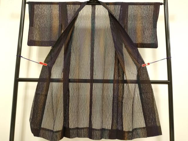 平和屋着物▽道中着　スリーシーズン　春夏秋　塵除け　霞文　ロング丈　正絹　逸品　DABJ6555du