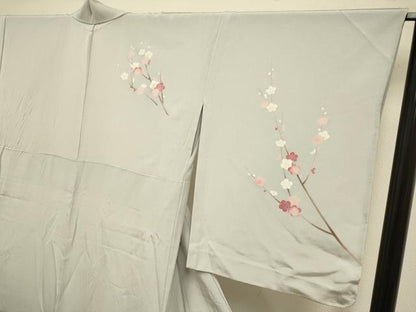 平和屋着物▽訪問着　単衣　友禅　作家物　枝花文　暈し染め　正絹　逸品　DABJ6557du