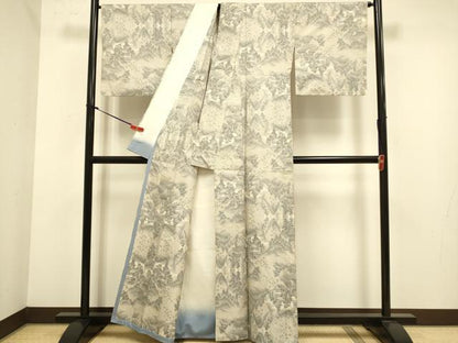 平和屋着物▽本場大島紬　単衣　風景文　正絹　逸品　DABJ6559du