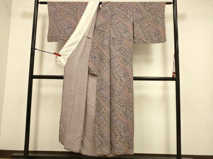 平和屋着物▽上質な小紋　単衣　辻が花　鬼しぼ縮緬　正絹　逸品　DABJ6569du