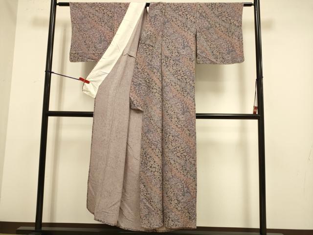 平和屋着物▽上質な小紋　単衣　辻が花　鬼しぼ縮緬　正絹　逸品　DABJ6569du