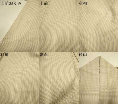 平和屋着物▽上質なお召　単衣　幾何学文様　正絹　逸品　DABJ6571du