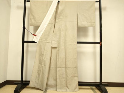 平和屋着物▽上質なお召　単衣　幾何学文様　正絹　逸品　DABJ6571du