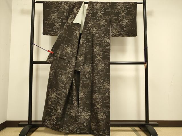 平和屋着物▽本場大島紬　単衣　立波花文　正絹　逸品　DABJ6576du