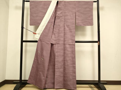 平和屋着物▽西陣　紬　単衣　こはく織　霞文　反端付き　正絹　逸品　未使用　DABJ6577du