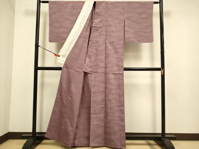 平和屋着物▽西陣　紬　単衣　こはく織　霞文　反端付き　正絹　逸品　未使用　DABJ6577du