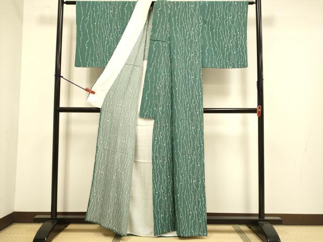 平和屋着物▽上質な小紋　単衣　枝梅文　正絹　逸品　DABJ6578du